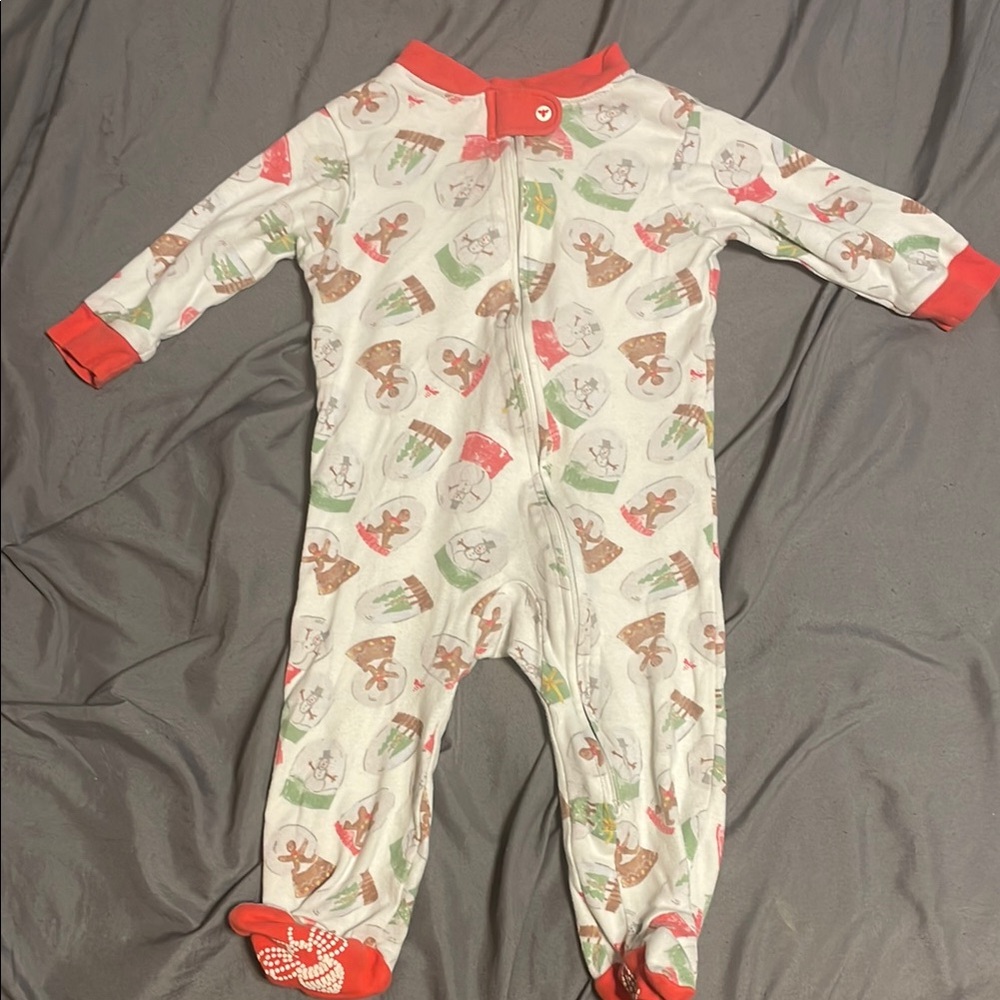 Burt's Bees Baby Footie with Red and Green Accents